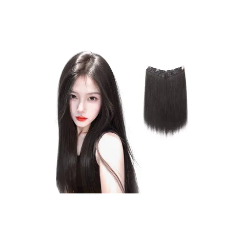 WANWANFENG Крутой черный Длинный Straight Натуральный Расширение для париков Ленты