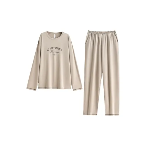 Q'NIANMA Пижамный комплект Мужской цвет Яичная скорлупа Серый