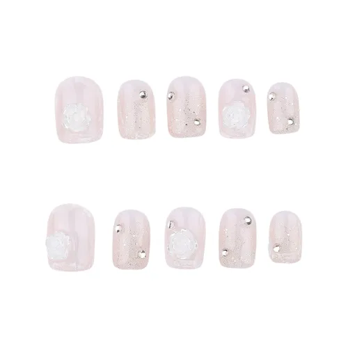 SHANGSHIQIN 3D-эффект Camellia Pure Элегантность Cropped Осветляющий 15mm Короткий LADDER White Однотонный