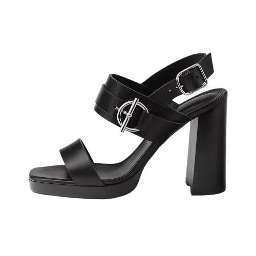 HERMES Keen 90 One Ремень Сандалии 10,5 см Женские Черный