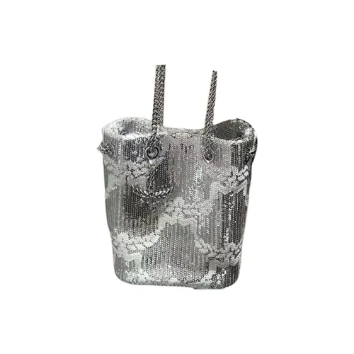 MCM Lambskin Bucket Bag Shoulder Bag Mini Women's Silver MCM Lambskin Ведрообразная сумка Сумка через плечо Мини Женская Серебряный