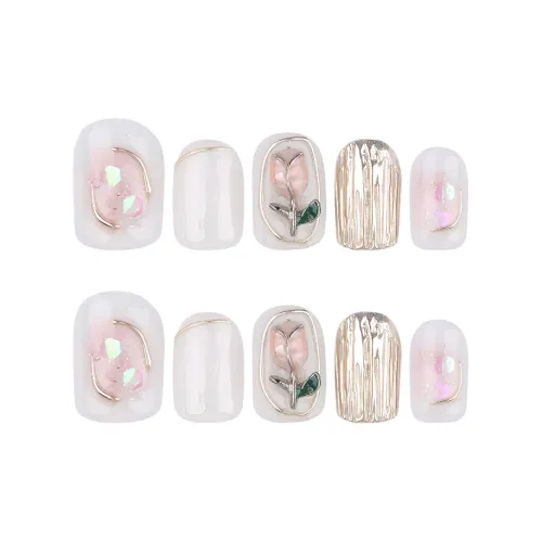 SHANGSHIQIN 3D-эффект Тюльпан False Nail Короткий LADDER Розовый Градиентный 15мм