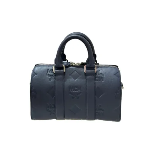 MCM Натуральная кожа наппа Бостонская сумка сумка через плечо сумка маленькая мужская синяя