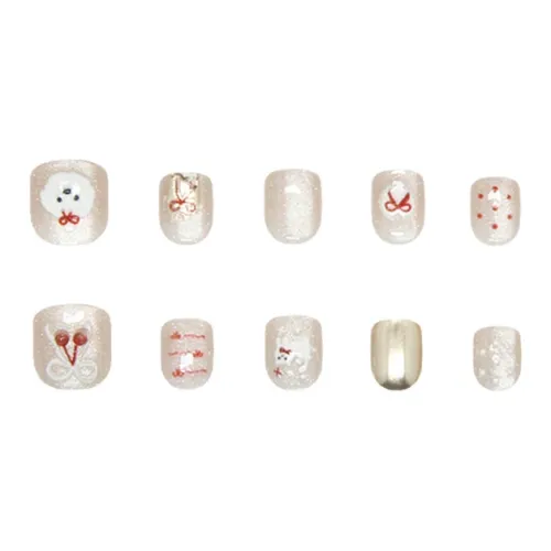 Suiyiie Шimmer Кошачий глаз 3D-эффект Милый Галстук-бабочка Кошка Polka Dots Короткий LADDER Светло-белый Jump Color