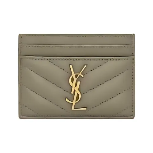 SAINT LAURENT Cassandre Овчина Картхолдер Стандартный Женский Темный Мох