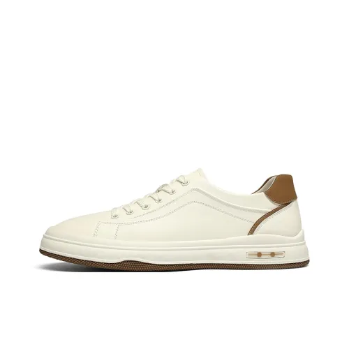 CROWN Slip-resistant Abrasion-resistant Lightweight Low-Top Skateboard Shoes Men's White Apricot CROWN Противоскользящие Устойчивые к истиранию Легкие Низкие Кроссовки для скейтбординга Мужские Белый Абрикос