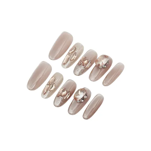 LEMONAIL Премиум Осветляющий Настоящие Искусственные Ногти Handcrafted False Nail Миндаль Овал Телесный Смудж Кошачий глаз S M L XL