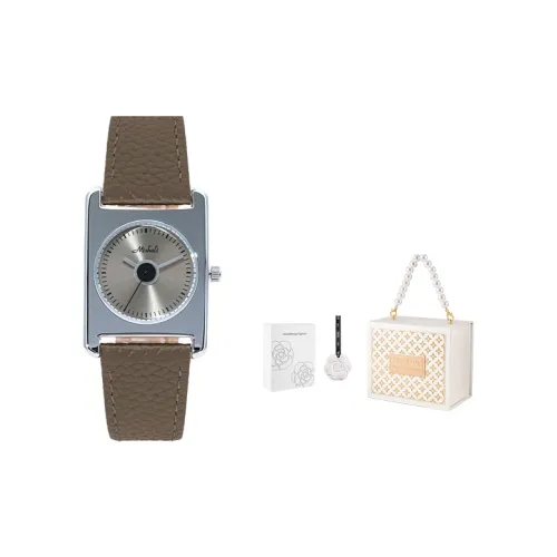 MISHALI Кварцевый механизм кожаный ремешок женские часы циферблат цвета кофе