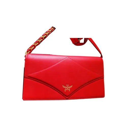 MCM Телячья кожа Кожа Сумка через плечо Сумка на плечо Большая Женская Красная