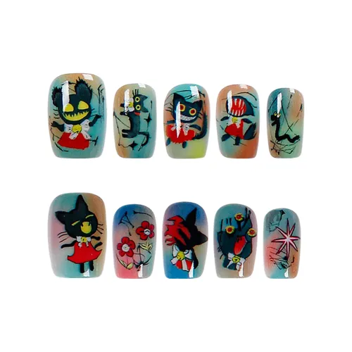 SHANGSHIQIN Необычный Креативный Многоцветный Смешанный Мультяшный Nail Art 15 мм Короткий ЛАДЬЕР Многоцветный Смужка