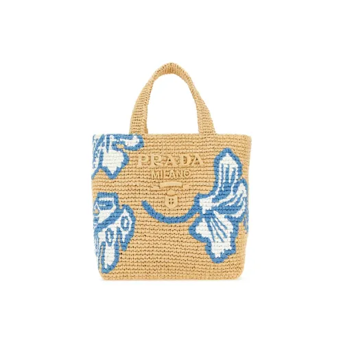 PRADA Raffia Tote Bag Shopping Bag Women's Tote Bag Khaki Blue PRADA Рафия Тоут Сумка Сумка для покупок Женская Сумка Хаки Синий