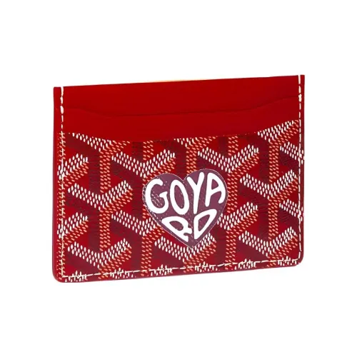 GOYARD Saint Sulpice Холст Телячья кожа Держатель для карт Держатель для карт Унисекс Красный Бордовый Маленькое сердце