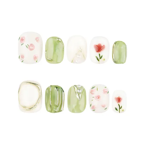 SHANGSHIQIN Ручной Рисунок Свежий Смешанный Осветляющий Мягкий Укороченный Арт Ногтей 15мм Короткий ЛАДЬЕР Свежий Jump Цвет