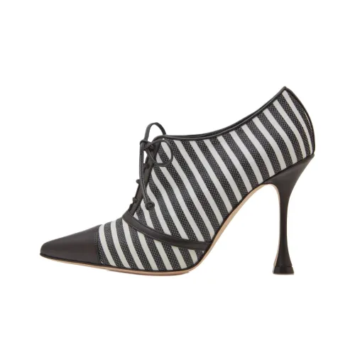 MANOLO BLAHNIK Houzamclo Ботильоны 10,5 см Женские Черный Белый