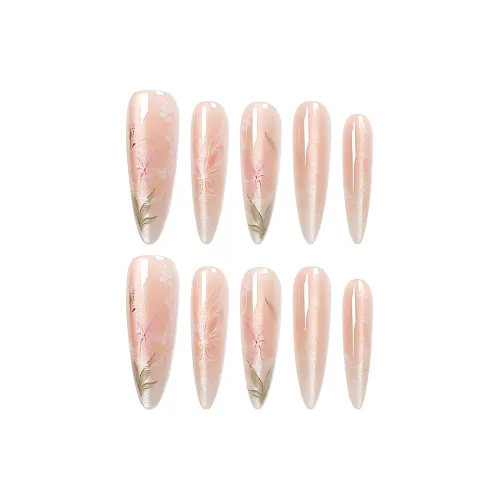 SHANGSHIQIN Китайский стиль Персик 'Ten Li Элегантность' Осветляющий Мягкий False Nail 25 мм Заостренный Тип Розовый Градиент