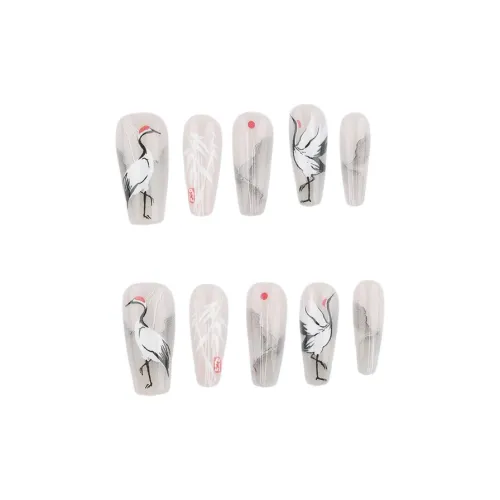 SHANGSHIQIN Китайский стиль Журавль Осветляющий False Nail Средний LADDER Телесный Однотонный 25мм