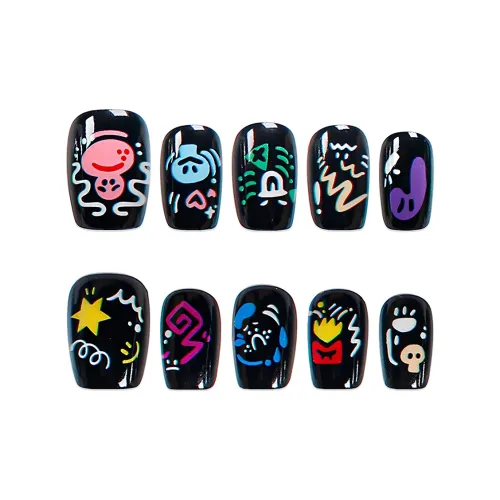 SHANGSHIQIN Черный Креативный Причудливый Милый Укороченный Инструмент для Ногтей 15мм Короткий LADDER Черный Однотонный