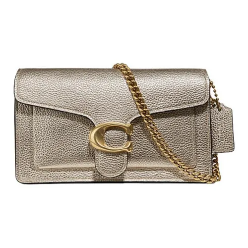 COACH Tabby Галька текстура Коровья кожа Цепочка Сумка через плечо Маленькая Женская Металлическая