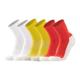 Носки для футбола с резиновыми полосами, высокие, упаковка из 6 пар (2 белых, 2 желтых, 2 красных)