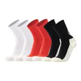 Носки для футбола с резиновыми полосами, высокие, упаковка из 6 пар (2 белых, 2 красных, 2 черных)