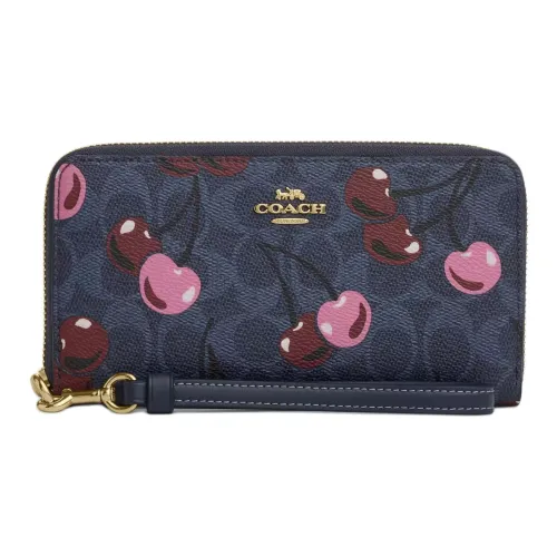 COACH Подпись Покрытый холст Кошелек Маленький Женский Синий