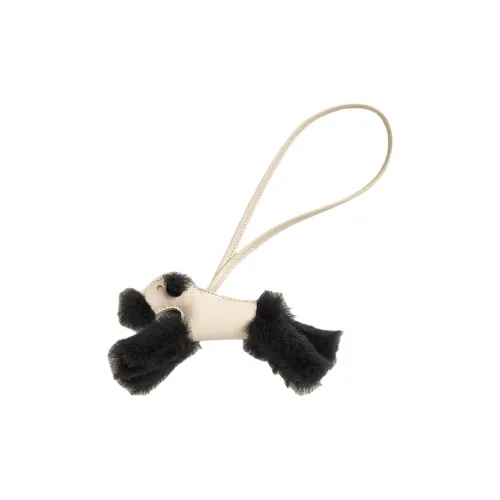 HERMES Овчина Bag Charm Сумка Аксессуар Женские Черный Мел белый