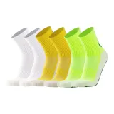 Носки Crew с антискользящей лентой, футбольные носки, 6 пар (2 белых, 2 желтых, 2 неоновых зеленых)