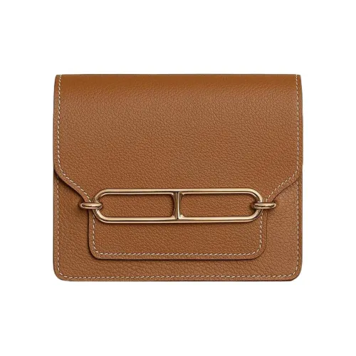 HERMES Roulis Evercolor Телячья кожа Свиной нос Сумка Кошелек Мелочь Кошелек Картхолдер Бананка Женские Золотой