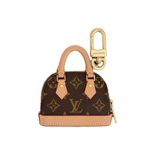 LOUIS VUITTON Alma Покрытый холст с коровья кожа Аксессуар Bag Charm Сумка Мерч Женские Коричневый