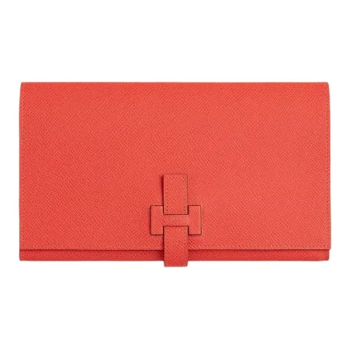 HERMES H Passant Epsom Телячья кожа Кошелек Женские Апельсин