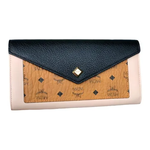 MCM Millie Visetos Кожа Сумка через плечо Большая Женская Коньячный Черный