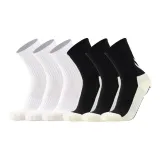 Носки до щиколотки с лентой для сцепления, футбольные носки, 6 пар (3 белых/3 черных)