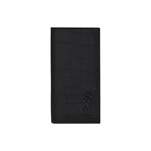 SAINT LAURENT Натуральная кожа с овчиной кошелек мужской черный