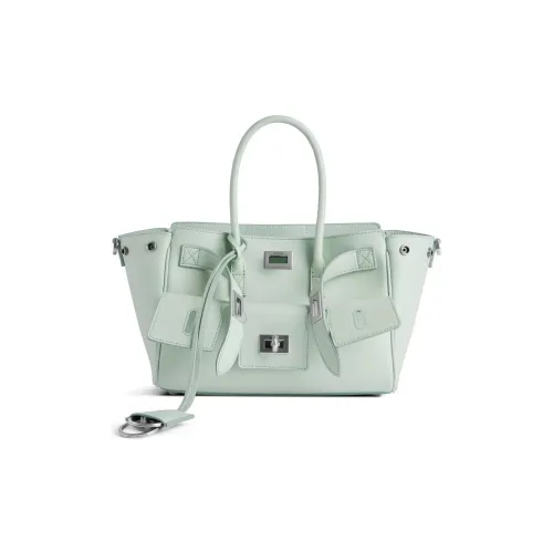 Balenciaga Bel Air Телячья кожа Тоут Сумка Сумка через плечо Сумка Мини Женская Минеральный зеленый