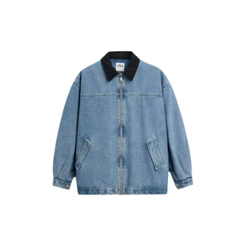 ZARA Морской синий Мужские Джинсовые куртки