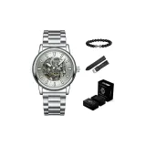 8036 Бизнес Белый, Стальной браслет [Модная коробка + натуральная кожа, ремень + браслет]