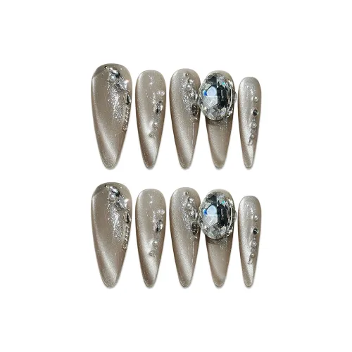 SHANGSHIQIN QIANJIN Ветер Кошачий глаз Высокое качество Сверкающий страз Ногтей Искусство 25 мм Миндаль Мягкий Однотонный