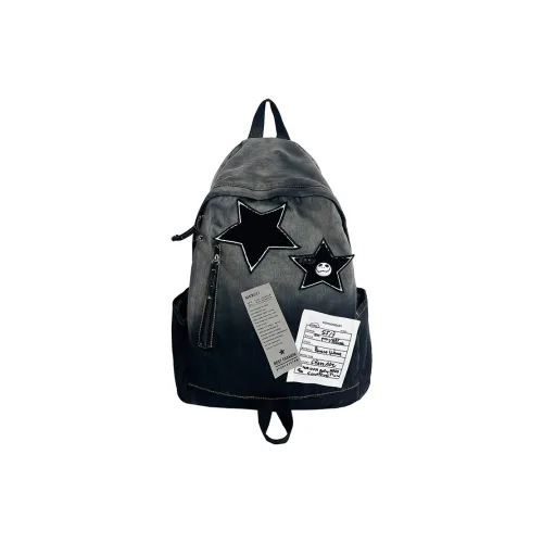BUBM Denim Backpack Standard Unisex Black Blue BUBM Деним Рюкзак Стандартный Унисекс Черный Синий