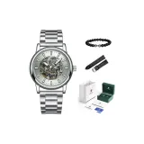 8036 Бизнес Белый, Стальной браслет [Высококачественная зеленая кожа, коробка + натуральная кожа, ремень + браслет]