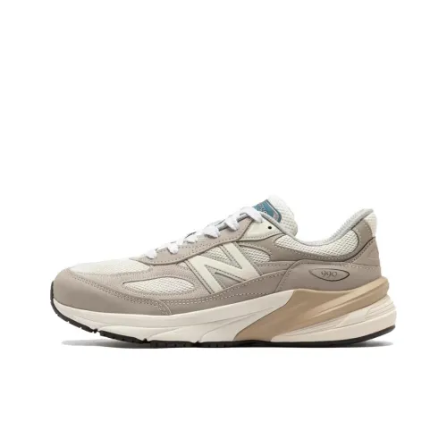 New Balance NB 990 V6 Устойчивые к истиранию Низкие Кроссовки для Бега Мужские Бежевые