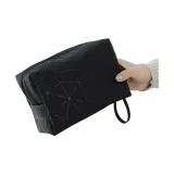 Черный бриллиант, узор, ПУ (полиуретан), прямоугольный, косметичка: 1 размер