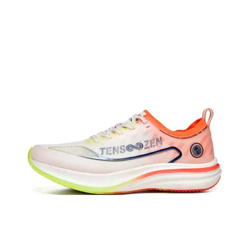 TENSOOZEN Амортизация Дышащий Легкий Низкий Топ с Карбоновыми Плитами Повседневные Беговые Кроссовки Мужские Белый Оранжевый