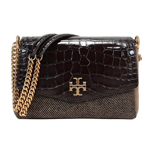 TORY BURCH Kira (Красный) Кожа с тканью Плечевая сумка Маленькая Женская Коричневая