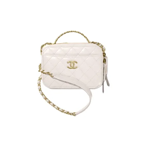 CHANEL Блестящая Телячья Кожа Camera Сумка Аккордеонная Сумка Женская Белая