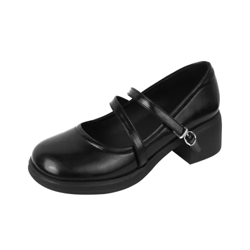 GUDIANFENGDU Грубый каблук Мэри Джейн туфли 5 см женские