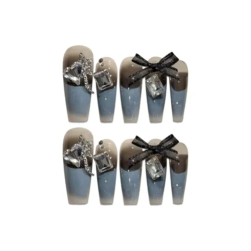 SHANGSHIQIN Мода Премиум Бант Вспышка Элегантность Nail Art 25 мм Средний ЛАДДЕР Туманно-Синий Однотонный