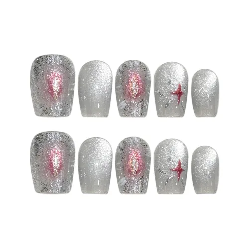 SHANGSHIQIN Мягкий Нежно-розовый Элегантный Стиль Феи Укороченный 15мм Короткий LADDER Серебряный Smudge