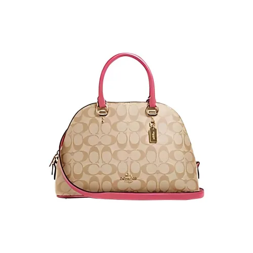 COACH Katy Холст с покрытием и гладкая кожа Акценты Сумка через плечо Сумка Большая Женская Монограмма Коричневый