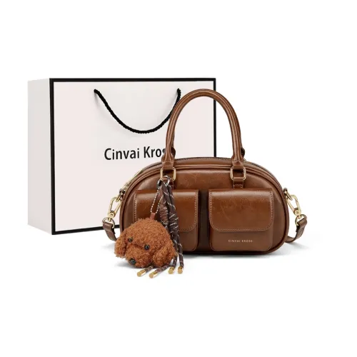 CinvaiKrose Сумка из коровьей кожи с синтетической кожей большая женская коричневый кофейный