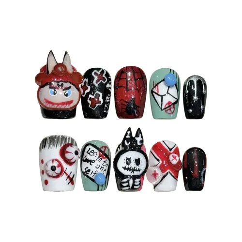 SHANGSHIQIN Креативный Необычный Милый Осветляющий 3D Эффект Короткий Ногтевой 15 мм Короткий ЛАДЬЕР Черный Однотонный